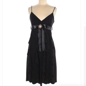 Cache Black Ruffled Jersey Dress Size 8
